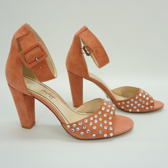 ABS Allen Schwartz Shoes - Open Toe High Heel Ankle Strap Suede Sandal